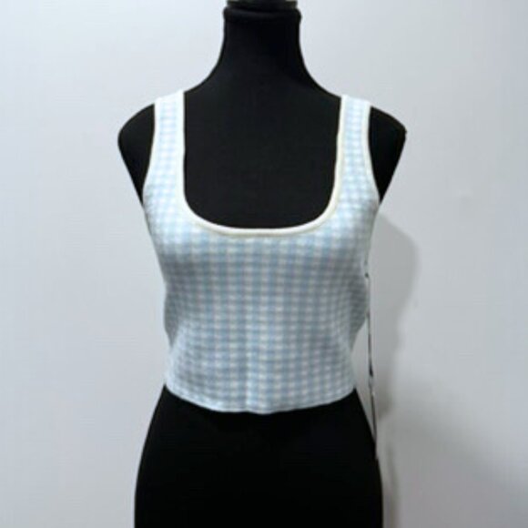 REVOLVE -   Majorelle  Blue and White Square Neck Crop Tank Top - Picture 1 of 4